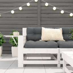 Berkfield Garden Armrest Sofa With Side Table White Solid Wood Pine - thumbnail 3