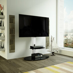 "Avf Lugano 80Cm Oval Tv Stand, For Tvs 32-65"" - Silver/black Glass" - thumbnail 8