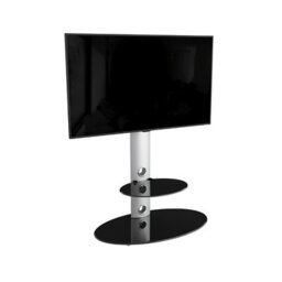 "Avf Lugano 80Cm Oval Tv Stand, For Tvs 32-65"" - Silver/black Glass" - thumbnail 4