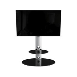 "Avf Lugano 80Cm Oval Tv Stand, For Tvs 32-65"" - Silver/black Glass" - thumbnail 5