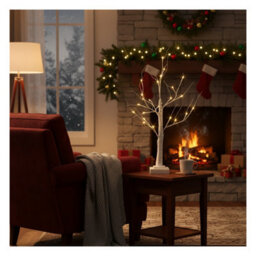Snowtime Christmas Tree Light Up Decoration White Birch 24 Warm White Leds Indoor 60Cm - thumbnail 2