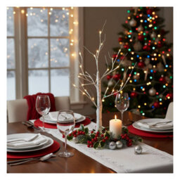 Snowtime Christmas Tree Light Up Decoration White Birch 24 Warm White Leds Indoor 60Cm - thumbnail 3