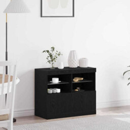 Walplus Sideboard Black 81 X 37 X 67 Cm Engineered Wood - thumbnail 1