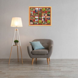 AK Frames 80X70Cm Mustard Yellow Modern Multi Photo Frame With Crimson Mount - Holds 20 Apertures (18X) 6X4, (2X) 4X4 Photos - thumbnail 3