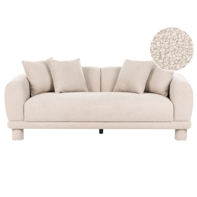 Beliani Sofa 3 Seater Pori Boucle Beige - image 1