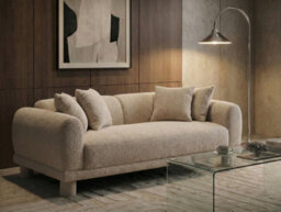 Beliani Sofa 3 Seater Pori Boucle Beige - thumbnail 2