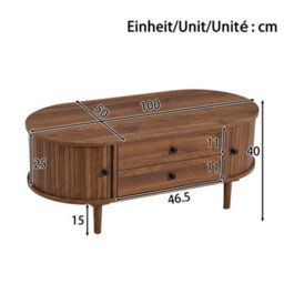 Matteo Modern Retro Oval Coffee Table In Walnut With Sliding Doors And 2 Drawers - thumbnail 9