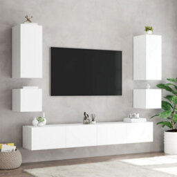 Berkfield Durable Tv Wall Cabinet With Led Lights White 100X35X31 Cm - thumbnail 7
