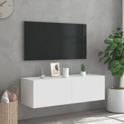 Berkfield Durable Tv Wall Cabinet With Led Lights White 100X35X31 Cm - thumbnail 6