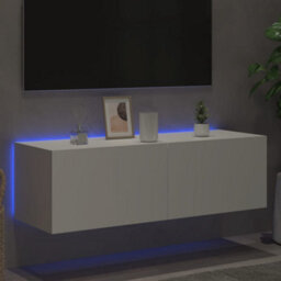 Berkfield Durable Tv Wall Cabinet With Led Lights White 100X35X31 Cm - thumbnail 4