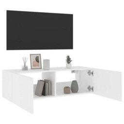 Berkfield Durable Tv Wall Cabinet With Led Lights White 100X35X31 Cm - thumbnail 8