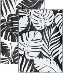 Relsy Large Garden Outdoor Rug For Patio, Black & White Tropical Leaf Waterproof Garden Rug 160 X 230Cm - thumbnail 2