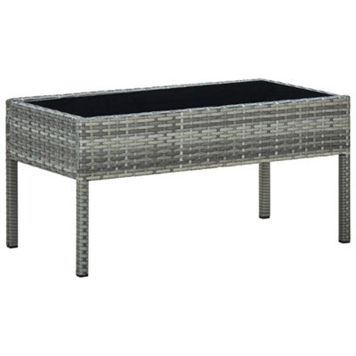 Berkfield Garden Table Grey 75X40X37 Cm Poly Rattan - image 1