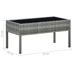 Berkfield Garden Table Grey 75X40X37 Cm Poly Rattan - thumbnail 5