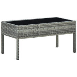 Berkfield Garden Table Grey 75X40X37 Cm Poly Rattan