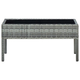 Berkfield Garden Table Grey 75X40X37 Cm Poly Rattan - thumbnail 2