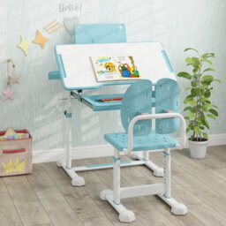 Gainoom Kids Blue Study Desk & Chair Set Height-Adjustable Children Study Desk - thumbnail 4