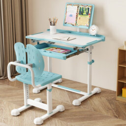 Gainoom Kids Blue Study Desk & Chair Set Height-Adjustable Children Study Desk - thumbnail 3