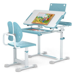 Gainoom Kids Blue Study Desk & Chair Set Height-Adjustable Children Study Desk - thumbnail 9