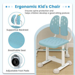 Gainoom Kids Blue Study Desk & Chair Set Height-Adjustable Children Study Desk - thumbnail 8