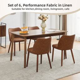 London Boutique Dining Chairs Set Of 2, Upholstered Kitchen Chairs With Wing Backrest, Pu Leather, Wooden Legs, Brown - thumbnail 6