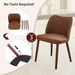 London Boutique Dining Chairs Set Of 2, Upholstered Kitchen Chairs With Wing Backrest, Pu Leather, Wooden Legs, Brown - thumbnail 7