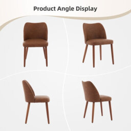 London Boutique Dining Chairs Set Of 2, Upholstered Kitchen Chairs With Wing Backrest, Pu Leather, Wooden Legs, Brown - thumbnail 5