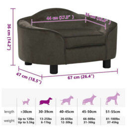 Berkfield Sturdy Dog Sofa Dark Grey 67X47X36 Cm Plush - thumbnail 9