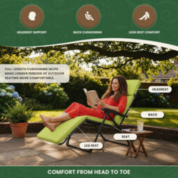 Garden Market Place Garden Furniture Cushion- Cushion For Garden Steamer Chair In Lime Green - thumbnail 4