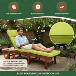 Garden Market Place Garden Furniture Cushion- Cushion For Garden Steamer Chair In Lime Green - thumbnail 6