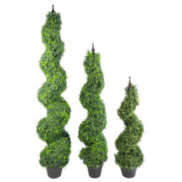 Leaf Pair Of 120Cm (4Ft) Tall Artificial Boxwood Tower Trees Topiary Spiral - thumbnail 5