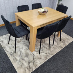 Kosy Koala Oak Effect Dining Table Set With 6 Black Velvet Chairs Dining Room Furniture - thumbnail 2