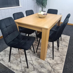 Kosy Koala Oak Effect Dining Table Set With 6 Black Velvet Chairs Dining Room Furniture - thumbnail 6