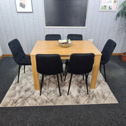 Kosy Koala Oak Effect Dining Table Set With 6 Black Velvet Chairs Dining Room Furniture - thumbnail 5