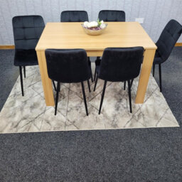 Kosy Koala Oak Effect Dining Table Set With 6 Black Velvet Chairs Dining Room Furniture - thumbnail 7