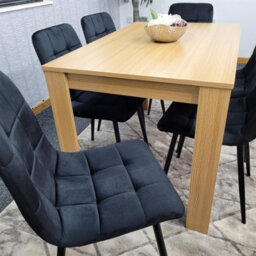 Kosy Koala Oak Effect Dining Table Set With 6 Black Velvet Chairs Dining Room Furniture - thumbnail 9