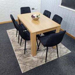 Kosy Koala Oak Effect Dining Table Set With 6 Black Velvet Chairs Dining Room Furniture - thumbnail 4