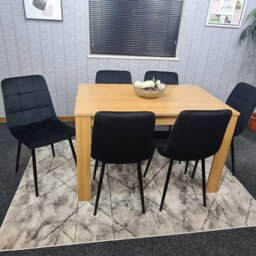 Kosy Koala Oak Effect Dining Table Set With 6 Black Velvet Chairs Dining Room Furniture - thumbnail 8