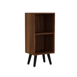Urbn-Living Urbnliving 53Cm Height 2 Tier Teak Wooden Storage Cube Bookcase Scandinavian Style Black Legs