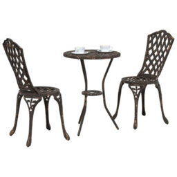 Berkfield Garden Bistro Set 3 Pcs Bronze Aluminium - thumbnail 3