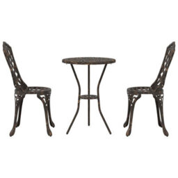 Berkfield Garden Bistro Set 3 Pcs Bronze Aluminium - thumbnail 6