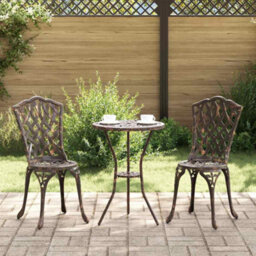 Berkfield Garden Bistro Set 3 Pcs Bronze Aluminium - thumbnail 1