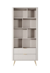 Arte Lante Stylish Beige Bookcase 880mm H1940mm D380mm With Eight Compartments And Two Drawers - thumbnail 3