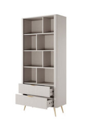 Arte Lante Stylish Beige Bookcase 880mm H1940mm D380mm With Eight Compartments And Two Drawers - thumbnail 2