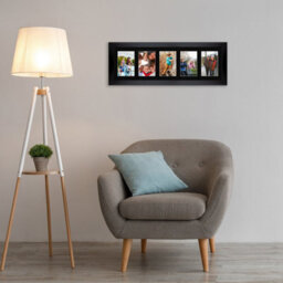 AK Frames 26X8 Black Sleek Multi Photo Frame With Black Mount - Holds 5 Apertures (5X) 6X4 Photos - thumbnail 3