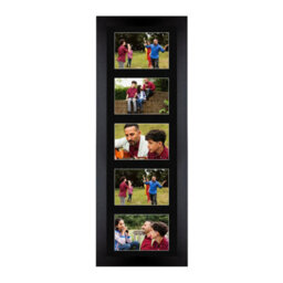 AK Frames 26X8 Black Sleek Multi Photo Frame With Black Mount - Holds 5 Apertures (5X) 6X4 Photos - thumbnail 1