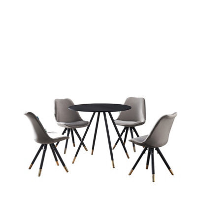 Life Interiors Sofia Dorchester Lux Dining Set, A Table And Chairs Set Of 4, Black/dark Grey - image 1