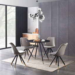 Life Interiors Sofia Dorchester Lux Dining Set, A Table And Chairs Set Of 4, Black/dark Grey - thumbnail 2