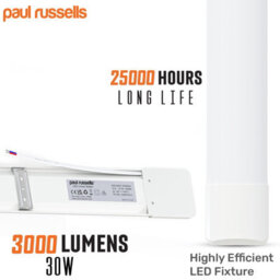 Paul Russells 4 Ft Led Batten Tube Lights, 30W 3000 Lumens, Ip20, 4000K Cool White, Ultra Slim, Pack Of 2 - thumbnail 4