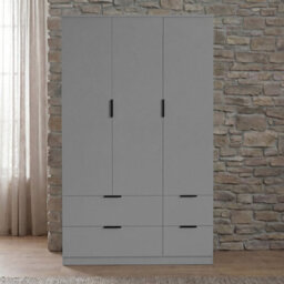 Lassic Vida Designs Trega 3 Door Wardrobe With 4 Drawer Storage Bedroom Cabinet Freestanding Furniture (H)170 X (W)108 X (D)54 Cm, Grey - thumbnail 5